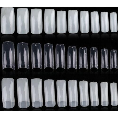 100 Pc Half/Full/French Nail Tips Transparent Natural Long Coffin Manicure DIY False Nail Art Accessories Decorated Tools