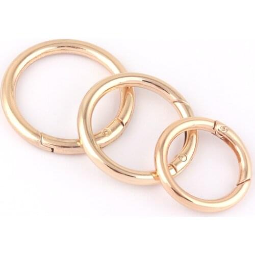 12-35mm Light Gold Spring Round Spring Snap Hook O Ring,Metal Purse Push Clasp Webbing Hook Bag Buckle For Handbag Hardware