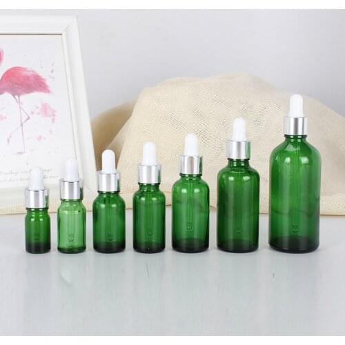 5-100ML Dropper Bottle Green Glass Reagent Eye Dropper Aromatherapy Liquid Pipette Essential Oil Container Refillable Bottle
