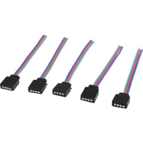 5 Pcs RGB LED Light Strips 4 Pin Female Connector Cable