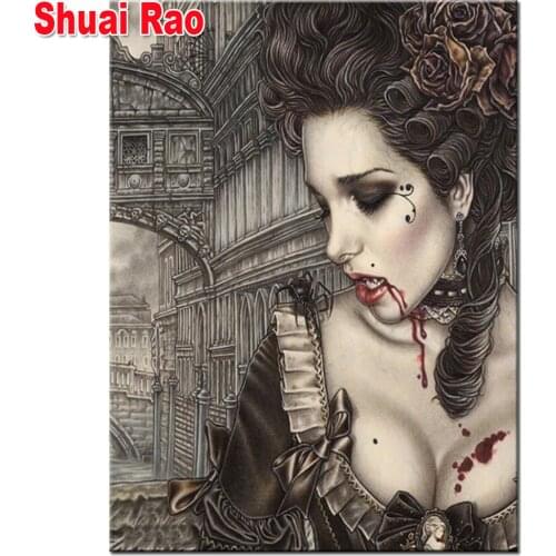 5D DIY Diamond Painting Vampire Woman Diamond Embroidery mazayka embroidery crystal Full Square/Round Rhinestone Home Decor