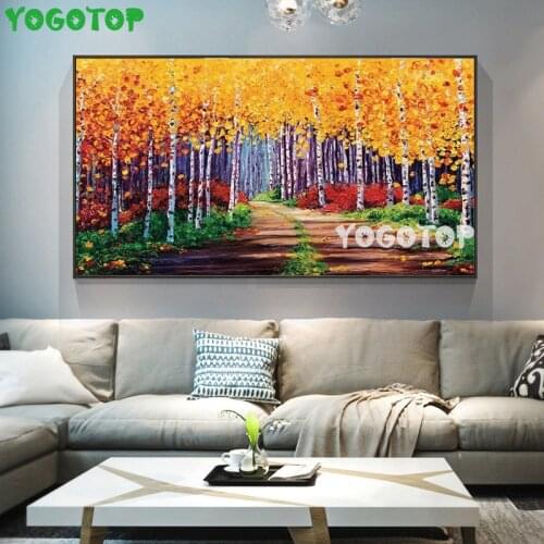 Abstract yellow tree Scenery Street Wall Art DIY diamond painting rhinestone Full Square/Round 5D Drill mosaic embroidery YY5221