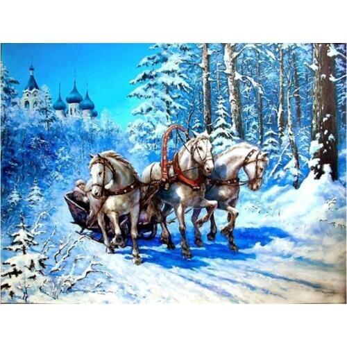 SHANSHIYOUPIN Diamond Embroidery Scenery 5D Diamond Painting Cross Stitch Horse Picture of Rhinestones Home Decor Christmas Gift