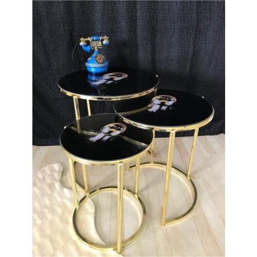 Arapkızı Patterned Glass Gold Pedestal 3'lü Zigon Coffee Table Pad wohnzimmertisch طاولة غرفة معيشة столик из стекла
