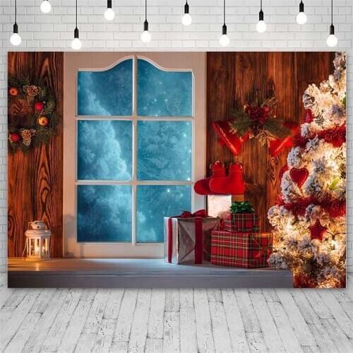 Avezano Christmas Backdrops Tree Winter Gift Mistletoe Wreath Sock Decor Banners Photography Backgrounds Photo Studio Photozone