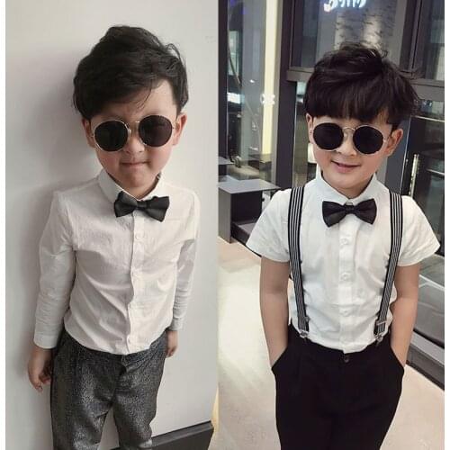 White Spring Summer Boys Blouses Shirts Kids Children Clothing Top Overcoat Formal Sport Beach Cotton Long Sleeve High Quality