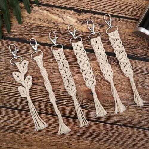 Tassel Keychains for Women Boho key Holder Keyring Macrame Bag Charm Car Hanging Jewelry Gift for Friends