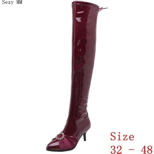 Spring Autumn Women Over the Knee Boots High Heel Woman Thigh High Boots Small Plus Size 32 - 48