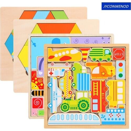 Wooden toy child Early education puzzle toy parent-child interaction toy animal cognition Traffic tool cognition shape cognition