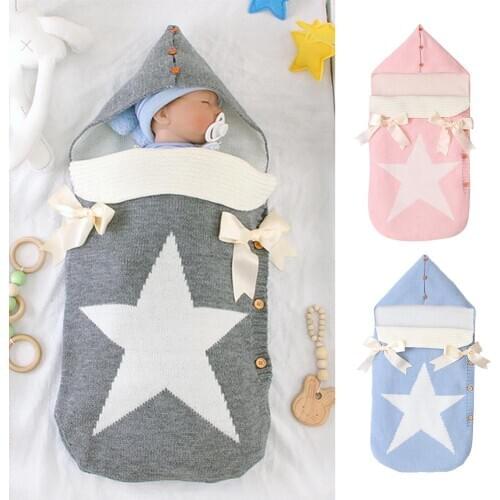 Baby Wrap Blanket Newborn Sleeping Bag Warm Knitted Fleece Stroller Wrap Infant Wrap Blanket For Unisex Baby Shower