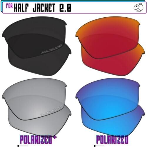 EZReplace Polarized Replacement Lenses for - Oakley Half Jacket 2.0 Sunglasses - BkSrP Plus-RedBlueP