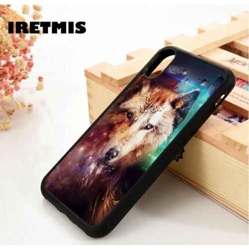 Iretmis 5 5S SE 6 6S Soft TPU Silicone phone case cover for iPhone 7 8 plus X Xs 11 Pro Max XR Wolf Space Design