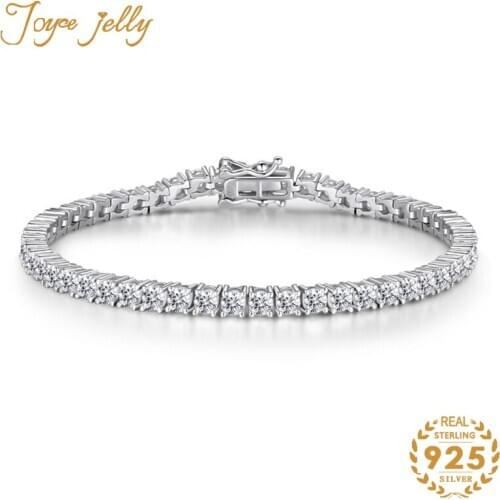 JoyceJelly 925 Sterling Silver Bracelet for Women Created Mossanites 4 Claws Design Round Stone Fine Wedding Jewelry Wholesale
