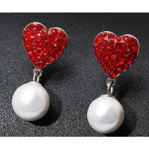 Ladys unique S925 Sterling Silver Earrings Korean sweet hearts love real natural pearl earring Lovely Fine Nobility Women