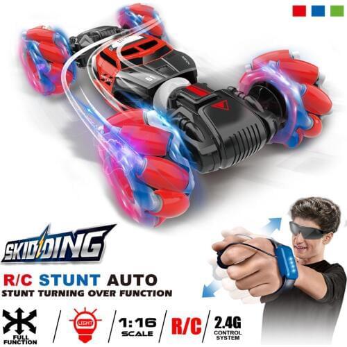 New 4WD RC Stunt Car Watch Gesture Sensor Control Deformable Electric RC Drift Car Transformer Car Toy For Kid with LED Light