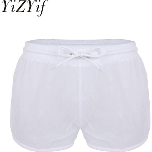 Mens See Through Shorts Panties Men Swim Shorts Sexy Swimming Trunks Casual Beach Board Short Pants Gay Boxer Briefs 2021