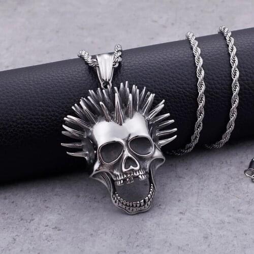 Retro hip hop skull stainless steel mens titanium steel exaggerated ghost head punk pendant jewelry