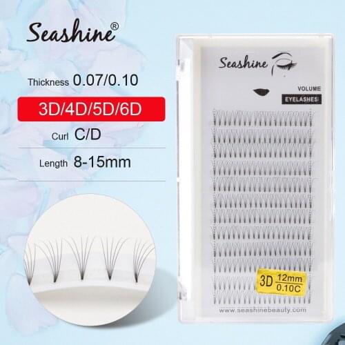 Seashine Eyelash Extension Short Stem Lashes Pre-fan 3D4D5D6D Russian Volume Lashes Extension