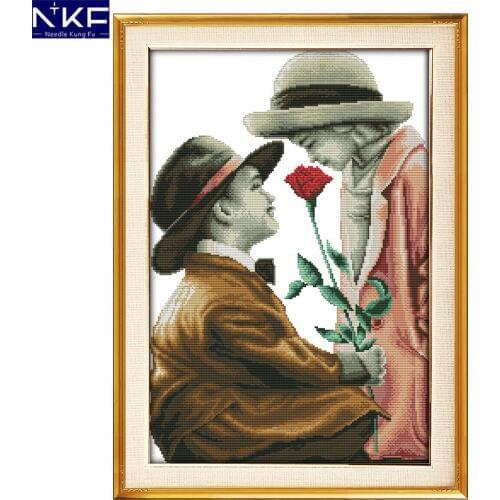 NKF Innocence figure style love cross stitch patterns free counted needlework embroidery kit for home decoration