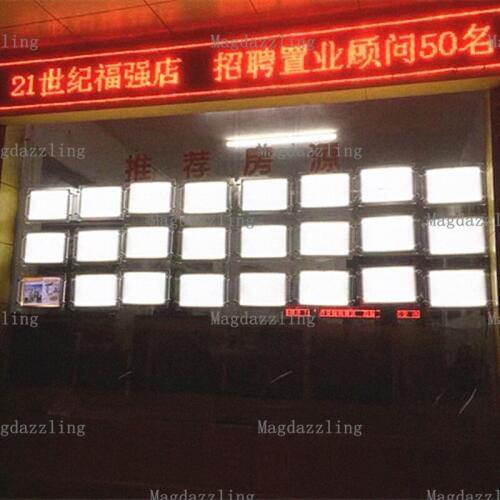 One Side A4 Landscape Magnetic Acrylic Frame LED Light Pocket Cable Hanging Display System Kit For Real Estate Agent (24PCS/lot)