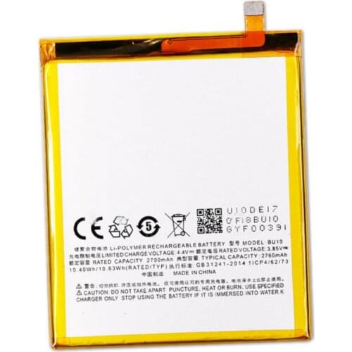 Original BU10 battery 2760mah 3.85v 10.63wh for Meizu U10 batteries