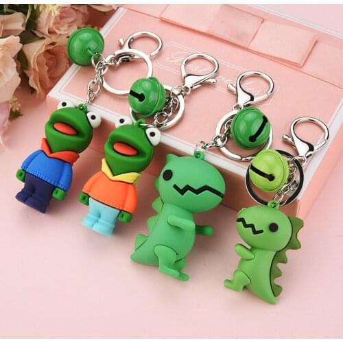 Drop Shipping Cartoon Epoxy Frog Dinosaur Keychain Pendant Creative Car Accessories Exquisite Bag Pendant Small Gift