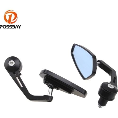 POSSBAY 7/8''Universal Motorcycle Mirror Cafe Racer Rearview Side Mirror For Honda Yamaha Kawasaki Honda Bar End retrovisor moto