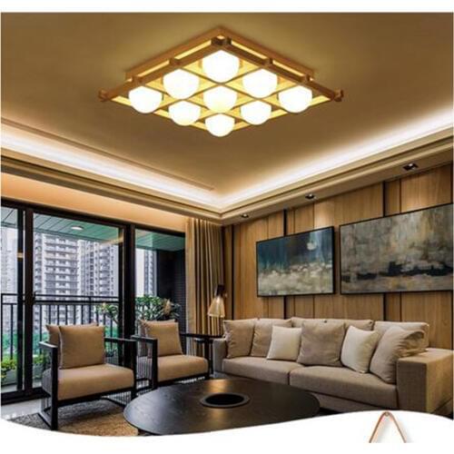 Simple LED Solid Wood Ceiling Lights New Chinese Tatami Circular Living Room log Bedroom Light Japanese Ceiling Lamp YA7266
