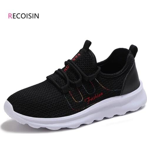 RECOISIN 2020 New Autumn Women Shoes Breathable Mesh Casual Shoes For Women Lace-up Comfortable Basket Femme Sneakers Women