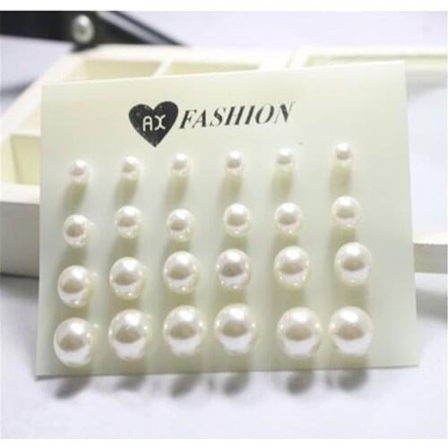 12Pairs Fashion Punk Pearl Round Mens Womens Ear Stud Alloy Earrings Set Charm Jewellery Ear Accessories Decoration Tools