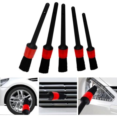 5pcs Bristle Brush Car Accessories Clean Pen Cleaning Detailing Tools Set For Dashboard Air Vent Headlight Seat 4x4 Automotive