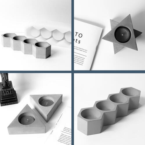 Cement candlestick silicone mold geometric candlestick mold home decoration supplies mold gypsum cement flowerpot mold