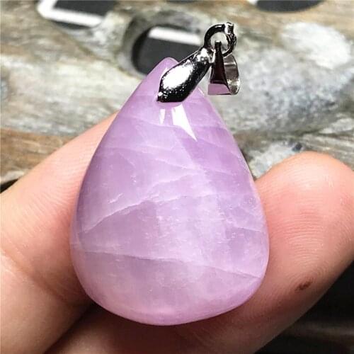 Top Natural Purple Kunzite Stone Pendant Jewelry For Women Man Crystal Healing Silver 28x21x12mm Beads Water Drop Gemstone AAAAA