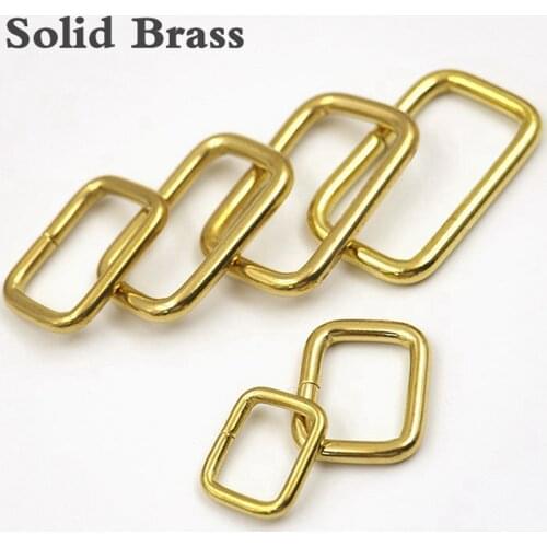 4 Pcs Solid Brass Wire Formed Open End Dee Ring Rectangle Buckle Loops For Webbing Strap Leather Craft Trimits DIY Accessories