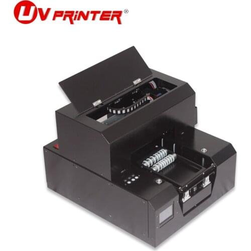 UV led A4 automatic inkjet printer for mobile phone shell/acrylic/glass/photo/clothing printing with free rotating drum