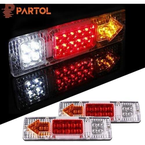 Fast Shipping Partol 12V 19 LED Tail Lights Car Truck Trailer 4 in 1 Stop Rear Reverse Backup Turn Indicator Lamps Universal