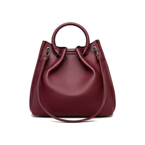 Women elegant pu leather burgundy khaki black handbag with short round handle for female novelty design commuting shoulder bag