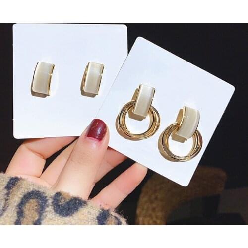 2020 Korean New Acrylic Acetic Acid Geometric Circle Arc Drop Earrings For Women Fashion Jewelry Pendientes Brincos