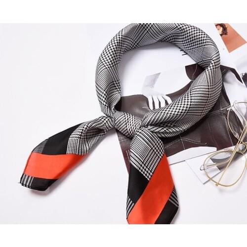 Yishine 70*70 CM Women Multifunction Polyester Silk Scarf Elegant Plaids Printed Satin Small Square Wraps Scarves Shawl