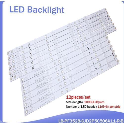 1set=12pcs Led backlight for LE50D1452 T5002S 50PFF3655/T3 LD50V02S LB-PF3528-GJD2P5C506X11-R/L-H/B 6leds+5leds