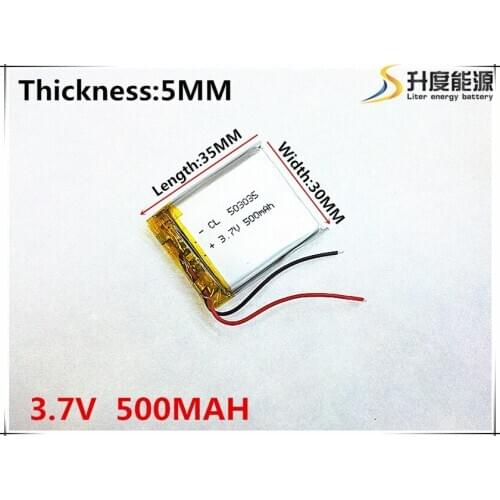 3.7V 500mAh 503035 Lithium Polymer Li-Po li ion Rechargeable Battery cells For Mp3 MP4 MP5 GPS PSP mobile bluetooth