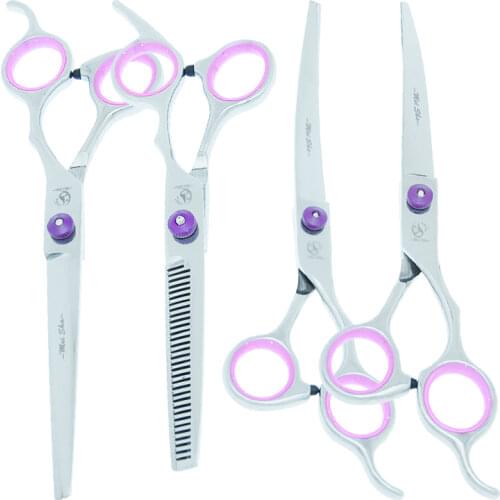 7.0" Pets Straight Scissors Thinning Shears Curved Tesoura Japan 440c Dogs Grooming Tijeras Set Professional Pet Clippers B0007A