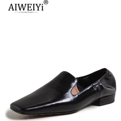 AIWEIYi 2021 Spring Shoes Woman Princess Style Sheepskin Pearl Decoration Pointed Toe Shallow Flat Shoes Women Shoes