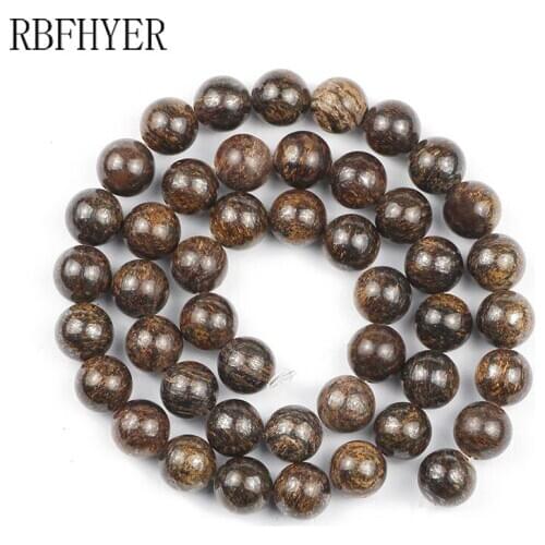 Bronzite Natural Stone Beads 6 8 10 12mm Round Loose Beads For Jewelry Making DIY Bracelets Beaded Necklace 15" Strand Pick Size