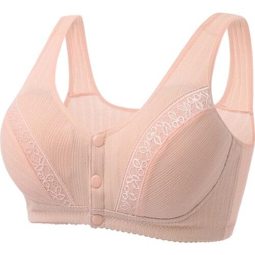 New Fashion Womens Front Button Bra Cotton Vest-type Middle-aged And Elderly Bras Large Size Under Wireless Bras Underwear