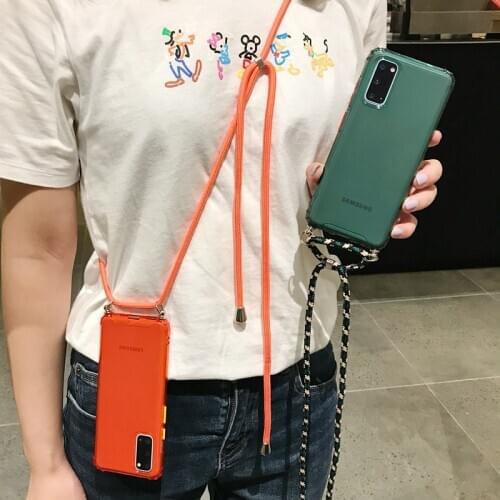 Lanyard Necklace Case For Samsung Galaxy S20 FE Cover Shockproof Soft TPU Silicone Case For Samsung S20 FE Crossbody Rope Funda