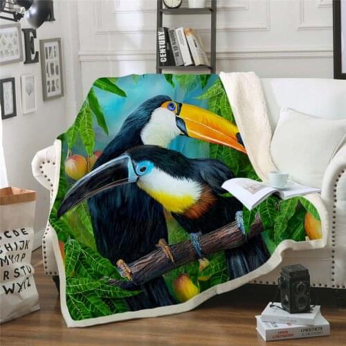 Plstar Cosmos colorful Parrot brid Blanket 3D print Sherpa Blanket on Bed Kids Girl Flower Home Textiles Dreamlike style-13