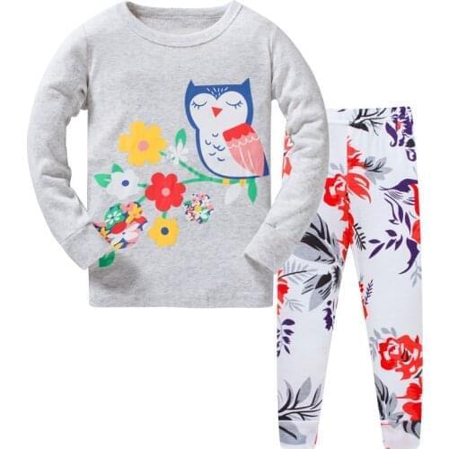 Jumping Meters 3-8 years Animals Pajamas For Girls Children Owls Cartoon Pyjamas Kids Dinosaur Sleepwear Baby Outfits Pijamas