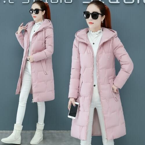 Long Cotton Coat Slim Fit Thin over the Knee Cotton Coat Jacket 2020 Winter New Western Style Womens Cotton-Padded Jacket