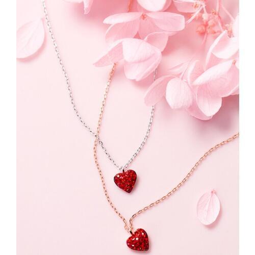 Elegant Quality Silver 925 Jewelry Fashion Zircon Love Pendant Necklace 925 Sterling Silver Necklace for Women